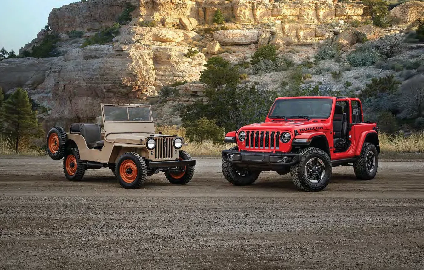 Wrangler đời mới bên cạnh mẫu Jeep quân sự kinh điển